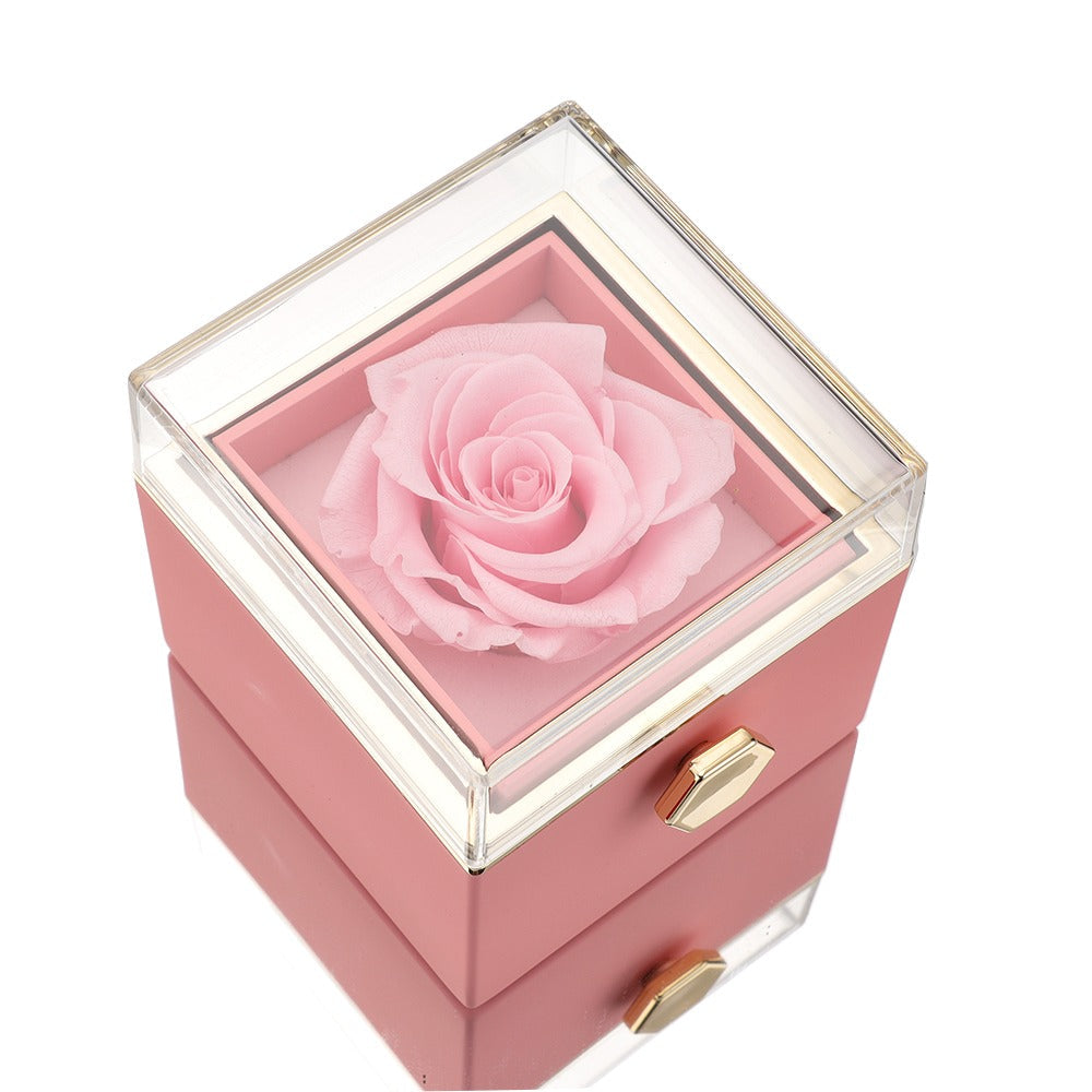 Coffret Rose Éternelle - Avec Collier Gravé et Vraie Rose