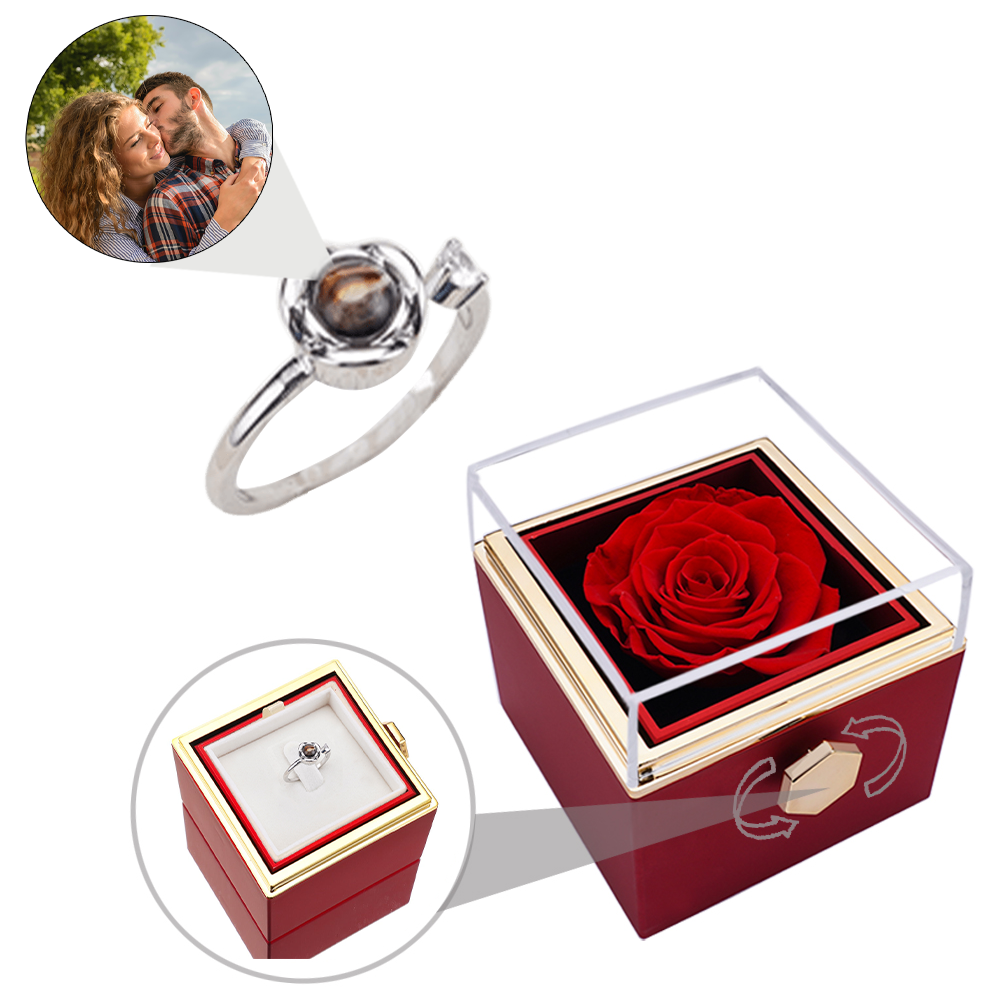 Coffret Rose Éternelle - Avec Collier Gravé et Vraie Rose